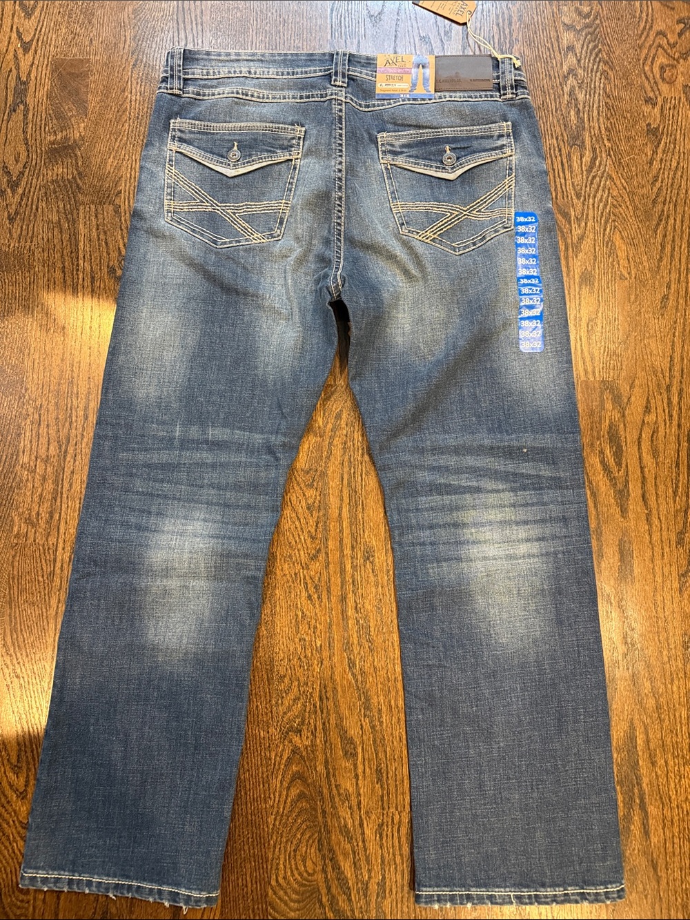 Axel bout 38z32 Men’s Straight Blue Denim Jeans cowboy / date night
